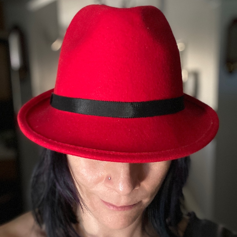 Stylish Red Wool Fedora